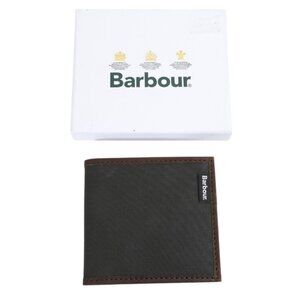Barbour Men's Drywax Billfold Wallet Green Waxed Canvas & Leather New